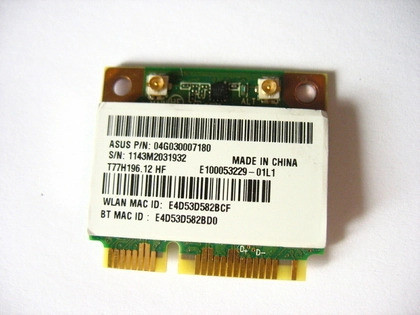 Wi-fi+BT модуль HalfSize Mini pcie Для Asus! Qualcomm Atheros AR5B195 (T77H196.12 HF) 802.11 b, g, n, 150Mbps