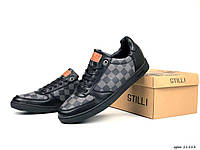 Чоловічі демісезонні кросівки з екошкіри чорні Stilli