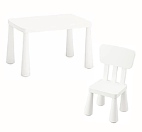 Набор! Детский стол IKEA MAMMUT + стул IKEA MAMMUT. 2 предмета
