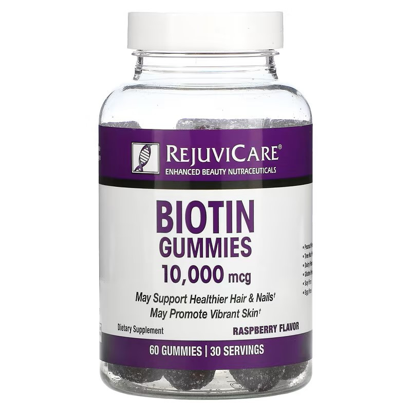 Біотин Rejuvicare Biotin Gummies 10,000 mcg, 60 Gummies (Raspberry)