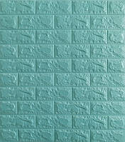 Декоративна стінова 3D панель самоклейка під цеглу блакитна 77*70 см 5 мм NNDesign