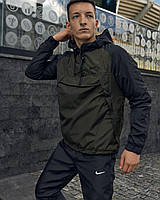 Стильний спортивний мужской хаки черный анорак найк куртка весна лето Nike