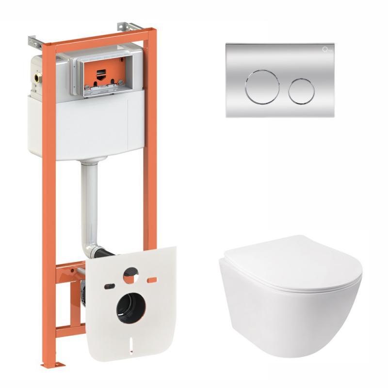 Готове рішення Qtap для ванної кімнати: підвісний унітаз Jay Rimless 520х360х320 + комплект інсталяції Nest 4