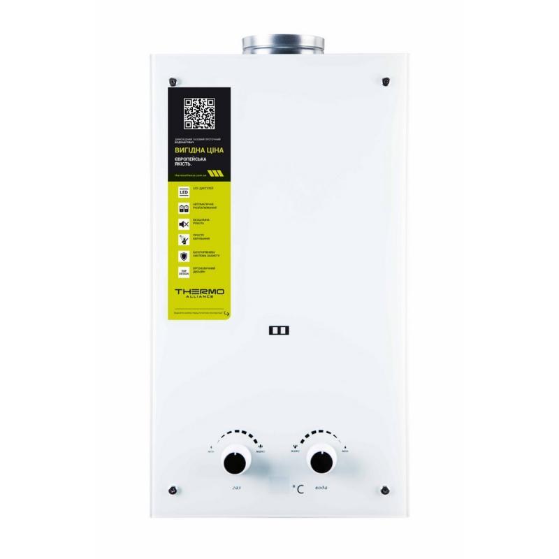 Колонка газова димохідна Thermo Alliance JSD20-10GE 10 л панель скляна White