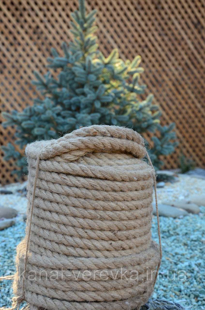 Мотузка джутова 30 мм, бухта 50 м., фото 1