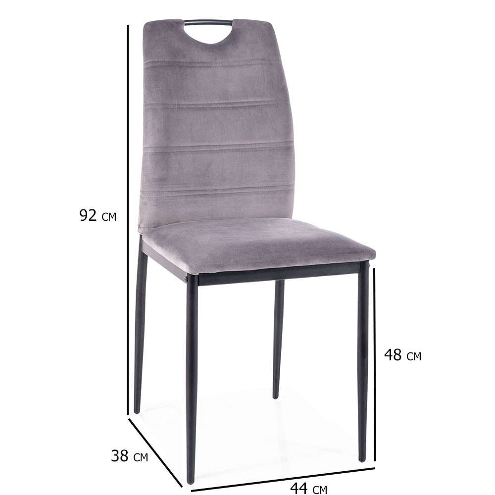 Класичні оксамитові стільці сірі Rip Velvet з високою спинкою на металевих ніжках у вітальню