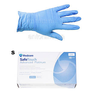 Рукавички нітрилові блакитні, S, 100 шт/уп