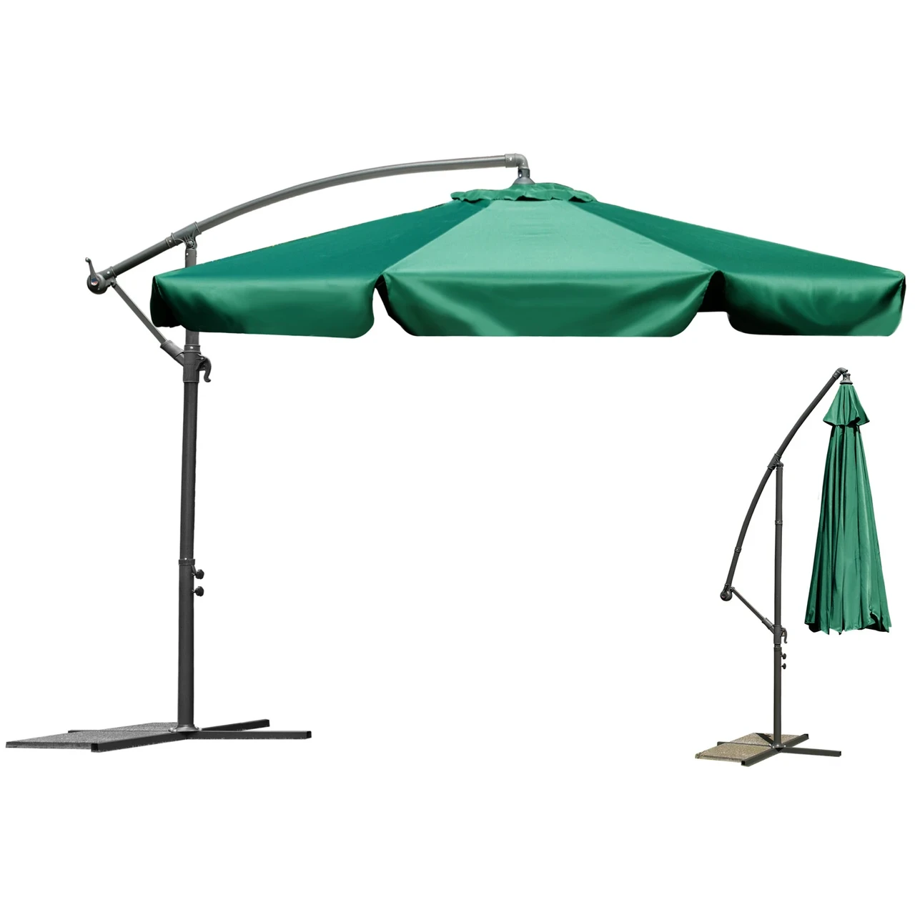 Садовый зонт раскладной от солнца с наклоном на боковой стойке с подставкой Funfit Garden 3.5 м зелена - фото 1 - id-p1800633532
