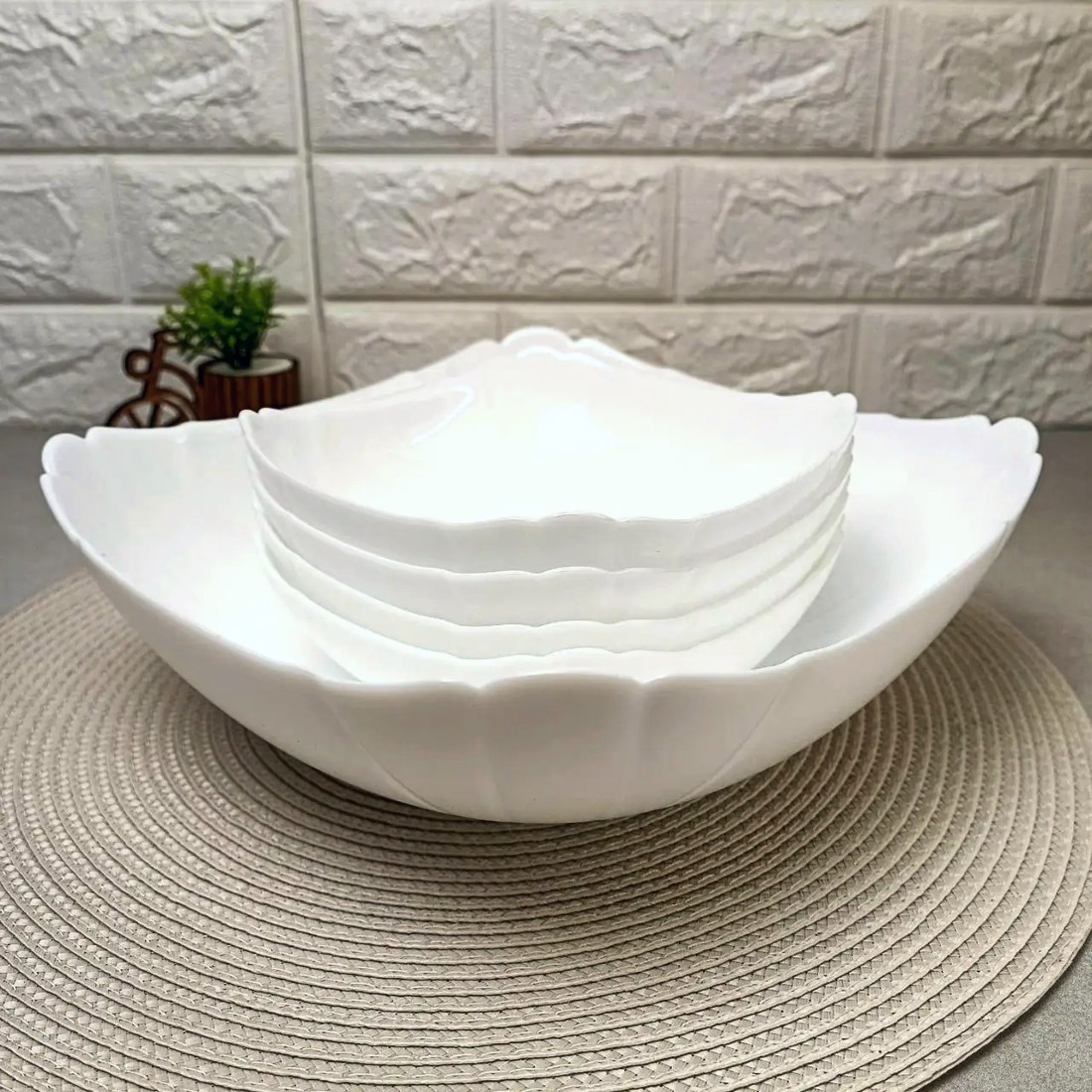 Білий квадратний посуд Luminarc Lotusia 5 предметів