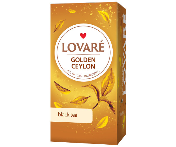Чорний чай Lovare Golden Ceylon у пакетиках без добавок і ароматизаторів 24 * 2 г