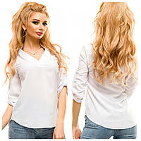 Р. 42 до 52 Женская блуза повседневная летняя рубашка легкая свободная красивая молодежная демисезонная Белый, 46