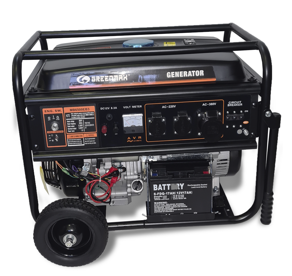 Бензиновий генератор GREENMAX MB9000EB3 7,0/7,5 кВт 220/380В, фото 1
