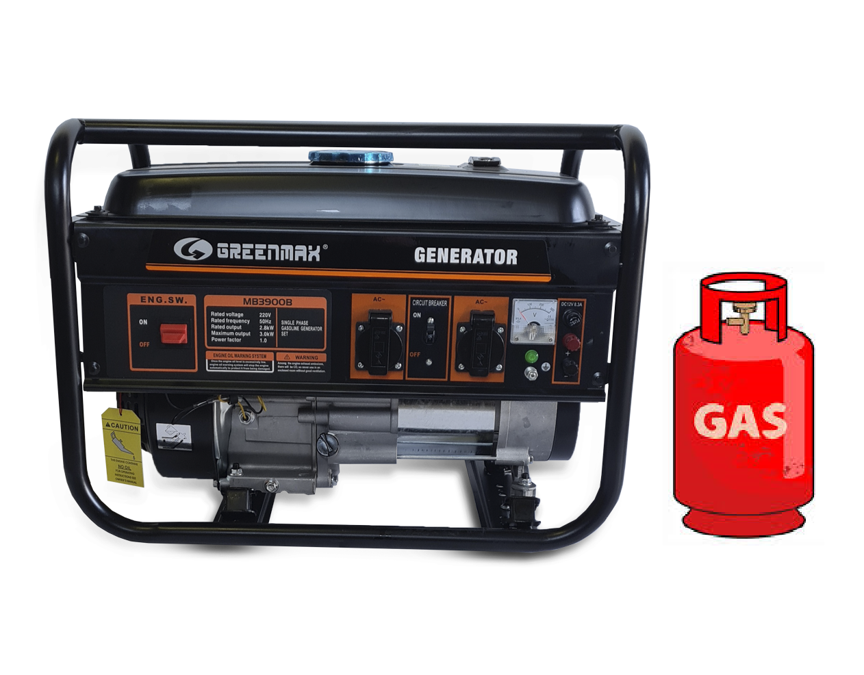 Генератор Газ/бензин GREENMAX MB3900B 2.8/3.0 кВт із ручним запуском
