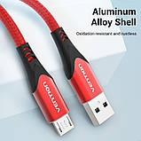 Кабель Vention USB 2.0 до Micro USB, 1.5 метри, алюмінієвий корпус, швидка зарядка 18W/3A, червоний, COARG, фото 7