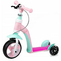 Детский беговел-самокат MoMi Elios ROBI00030 розовый 2в1 , World-of-Toys