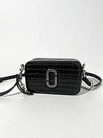 Сумочка Marc Jacobs The Croc Embossed Black люкс / эко кожа сумка черная Кросс Боди на 2 отделения с цепочкой