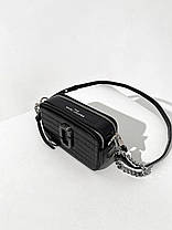 Сумочка Marc Jacobs The Croc Embossed Black люкс/екошкіра сумка чорна Крос Боді на 2 відділення з ланцюжком, фото 4