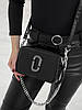 Сумочка Marc Jacobs The Croc Embossed Black люкс/екошкіра сумка чорна Крос Боді на 2 відділення з ланцюжком, фото 8