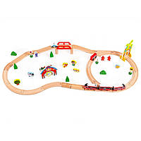 Деревянная железная дорога Ecotoys HM180995 с поездом , World-of-Toys
