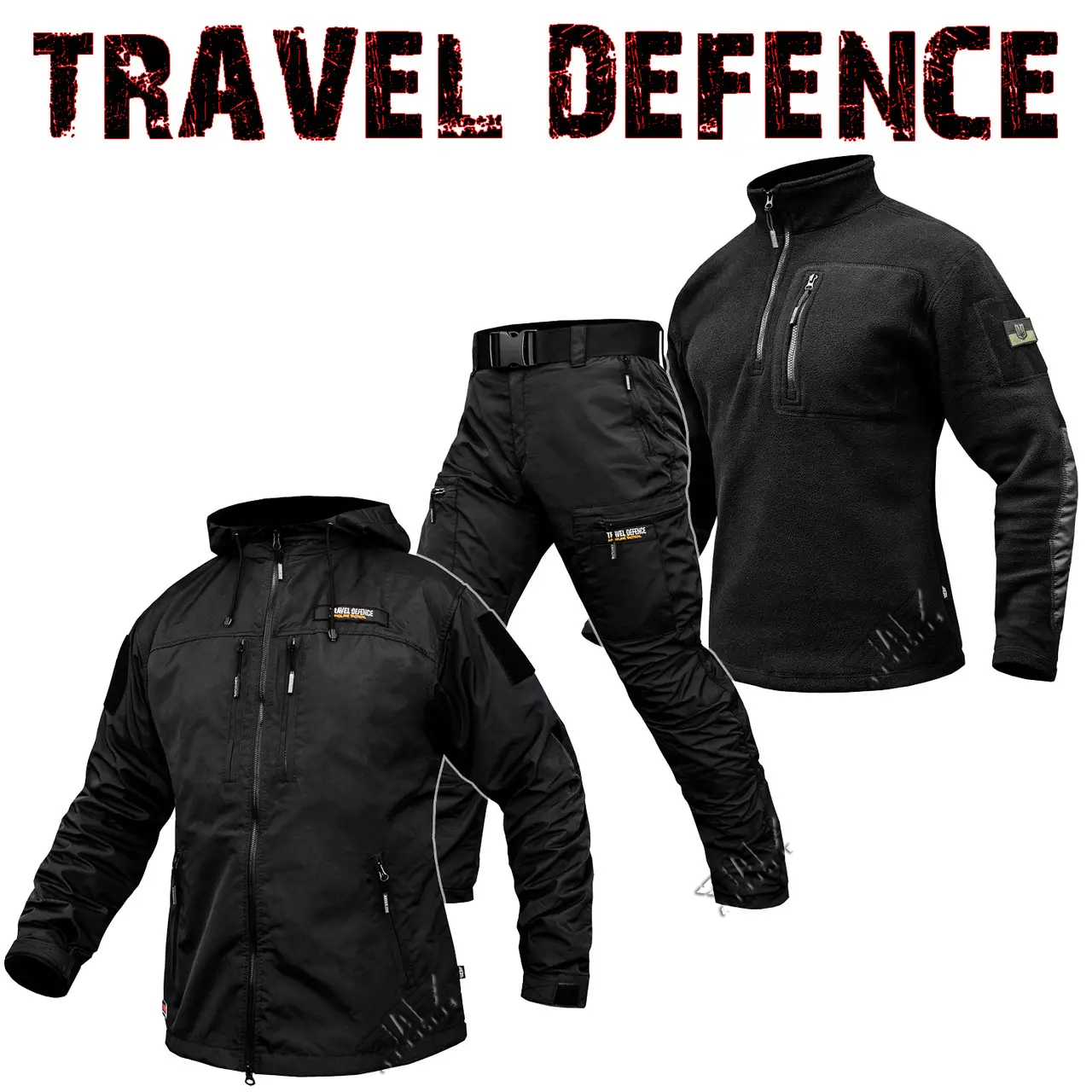 Комплект мілітарі "TRAVEL DEFENCE" BLACK 3 в 1 (Таслан + Мікрофліс)