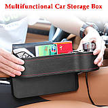 Органайзер-кишенька з АЗП (2виходи USB+ підставка під стакан), коричневий, Автомобільний органайзер, фото 2