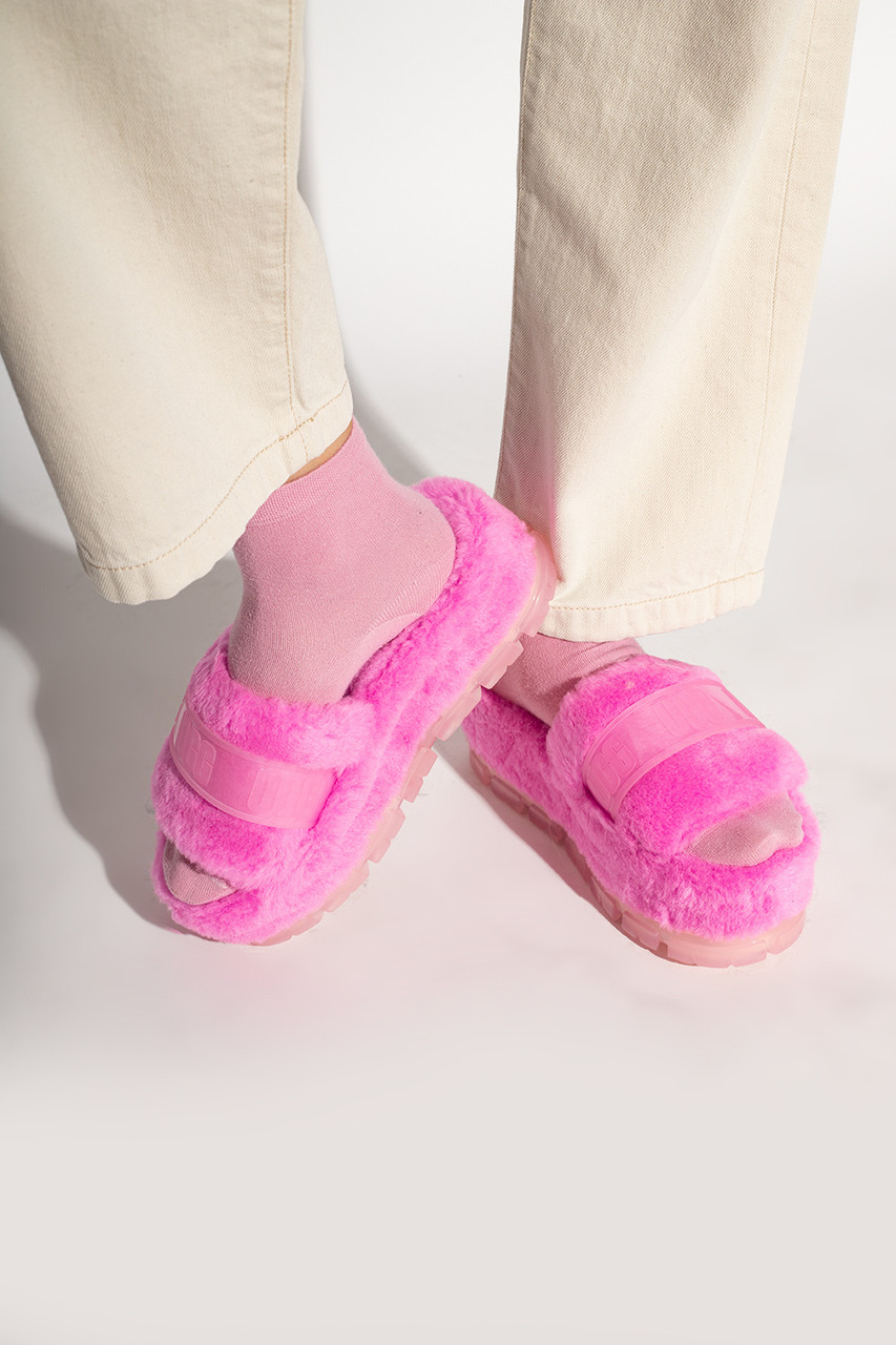 Купить Яркие высокие женские сандалии UGG мягкие тапки с мехом, цена ...