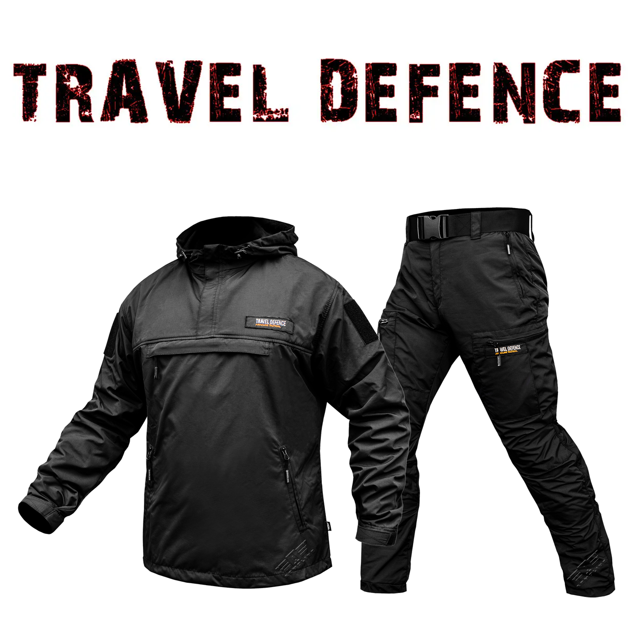 Комплект "TRAVEL DEFENCE" АНОРАК BLACK (Таслан + Мікрофліс)