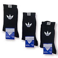 Носки мужские демисезонные хлопок спортивные Adidas, размер 41-44, высокие, чёрные, 12512