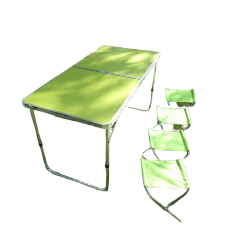 Стіл складний для пікніка з 4 стільцями Folding Table (60х120 см) зелений, фото 1