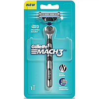 Станок для гоління чоловічий Gillette Mach3 + 1 змінний картридж бритва мак3 станок мач 3