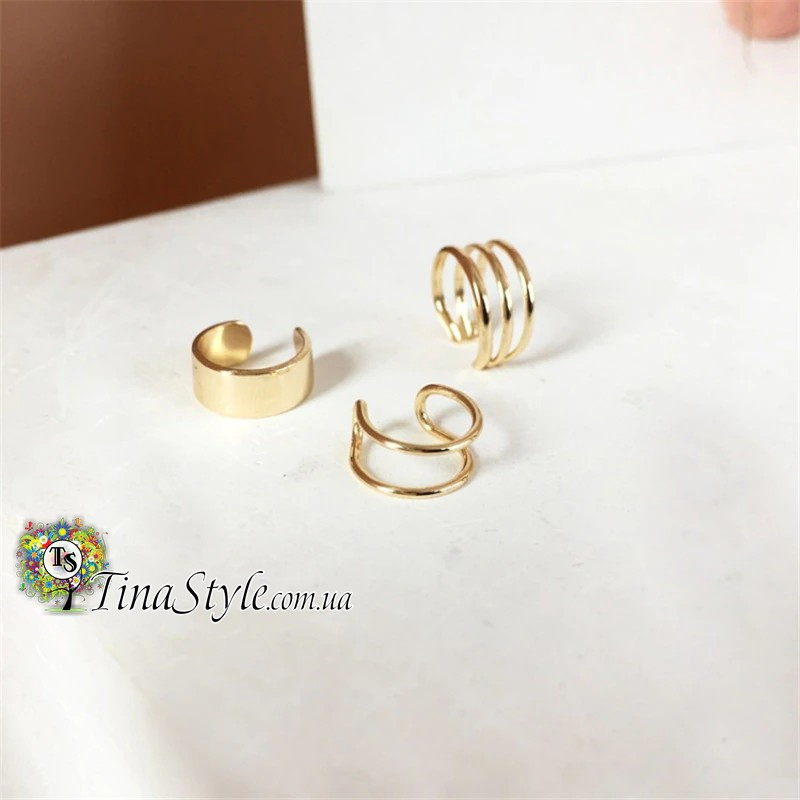 Набір сережки-кліпси Сережка-каффа тренд кафф , кліпса, каффа, фото 1