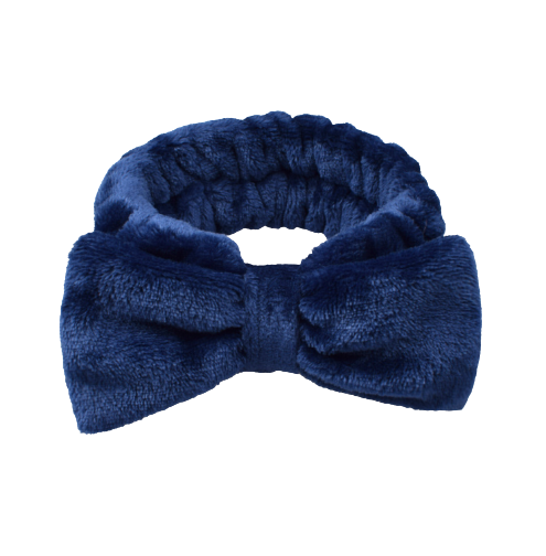 Пов'язка тепла з гумкою й бантиком синя, фото 1