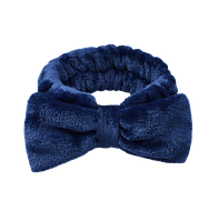 Пов'язка тепла з гумкою й бантиком синя