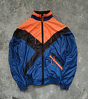 Мужская ветровка стильная весенняя летняя куртка сине-оранжевая