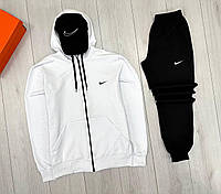 Мужской спортивный костюм Nike весенний летний кофта на молнии белая + штаны черные топ качество