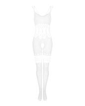 Сітчастий бодістокінг з імітацією топа та шортів Obsessive Bodystocking G330 S/M/L, white, з доступо, фото 2