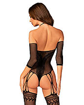 Нейлоновий бодістокінг з імітацією панчіх Obsessive Bodystocking G333 S/M/L, black, з доступом, фото 2
