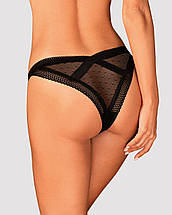 (SALE) Мереживні трусики із заниженою талією Obsessive Estiqua panties XS/S, black, фото 2