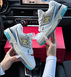 Жіночі кросівки New Balance 550 White Yellow Взуття Нью Беланс білі кольорові шкіряні весна літо осінь