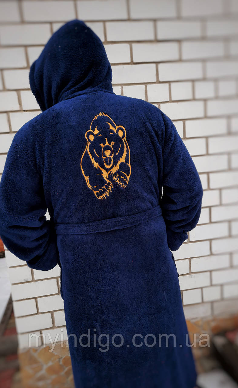 Чоловічий халат з індивідуальною вишивкою "BEAR", фото 1