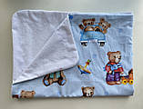 Багаторазова водовідштовхувальна пелюшка непромокайка блакитна з пандами для хлопчика непромокашка 50*70 см, фото 6