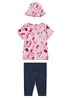 Комплект для дівчинки футболка, капрі та панама, зріст 110-116, колір рожевий, синій