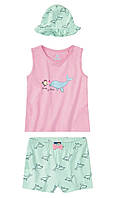 Комплект для дівчинки майка, капрі та панама, зріст 98-104, колір рожевий, м'ятний