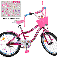 Дитячий велосипед 20 дюймів Profi двоколісний з кошиком для дівчинки рожевий Y20242S-1K