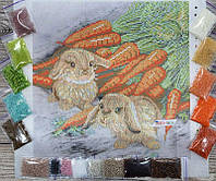 НИК-1429 Морковка на двоих, набор для вышивки бисером картины с кроликами