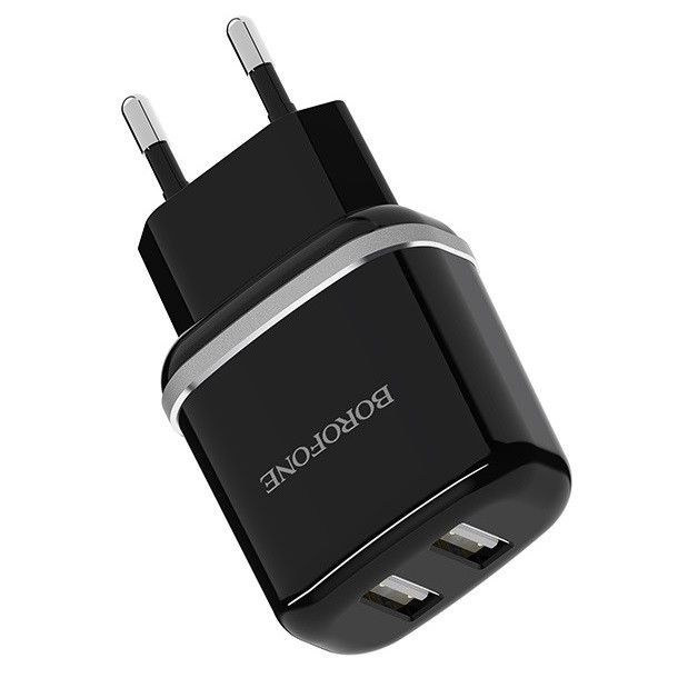 Зарядний пристрій BOROFONE BA25A |2USB, 2.4A| Чорний