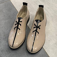 Туфлі жіночі шкіряні лаковані бежеві/22827/ 36р