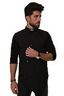 Китель-сорочка унісекс кухарський КУХНЯ з трикотажними рукавами та з асиметричною застібкою