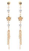 Сережки Xuping Позолота РВ пусети "Кристальні зірочки з квітами на ланцюжках" на один бік