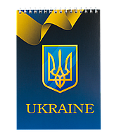 /Блокнот на пружине сверху UKRAINE А5 48л клетка картонная обложка синий